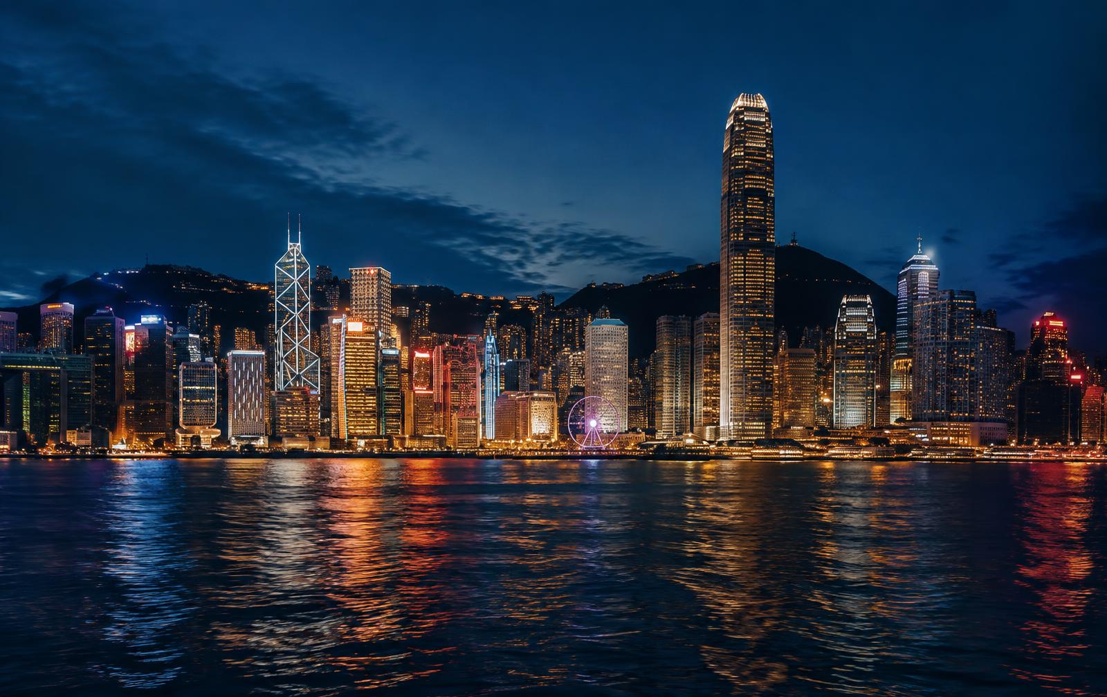 Hong Kong skyline at blue hour